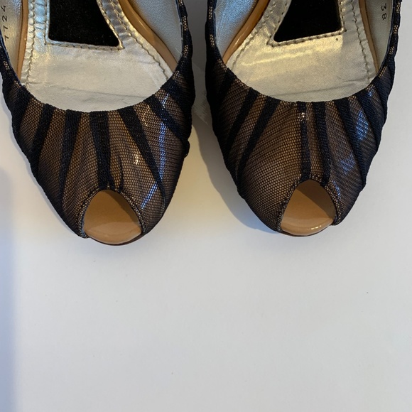 Dolce & Gabbana Black Nude Spuntata Vernice + Tulle Peep Toe Pump - Picture 3 of 12